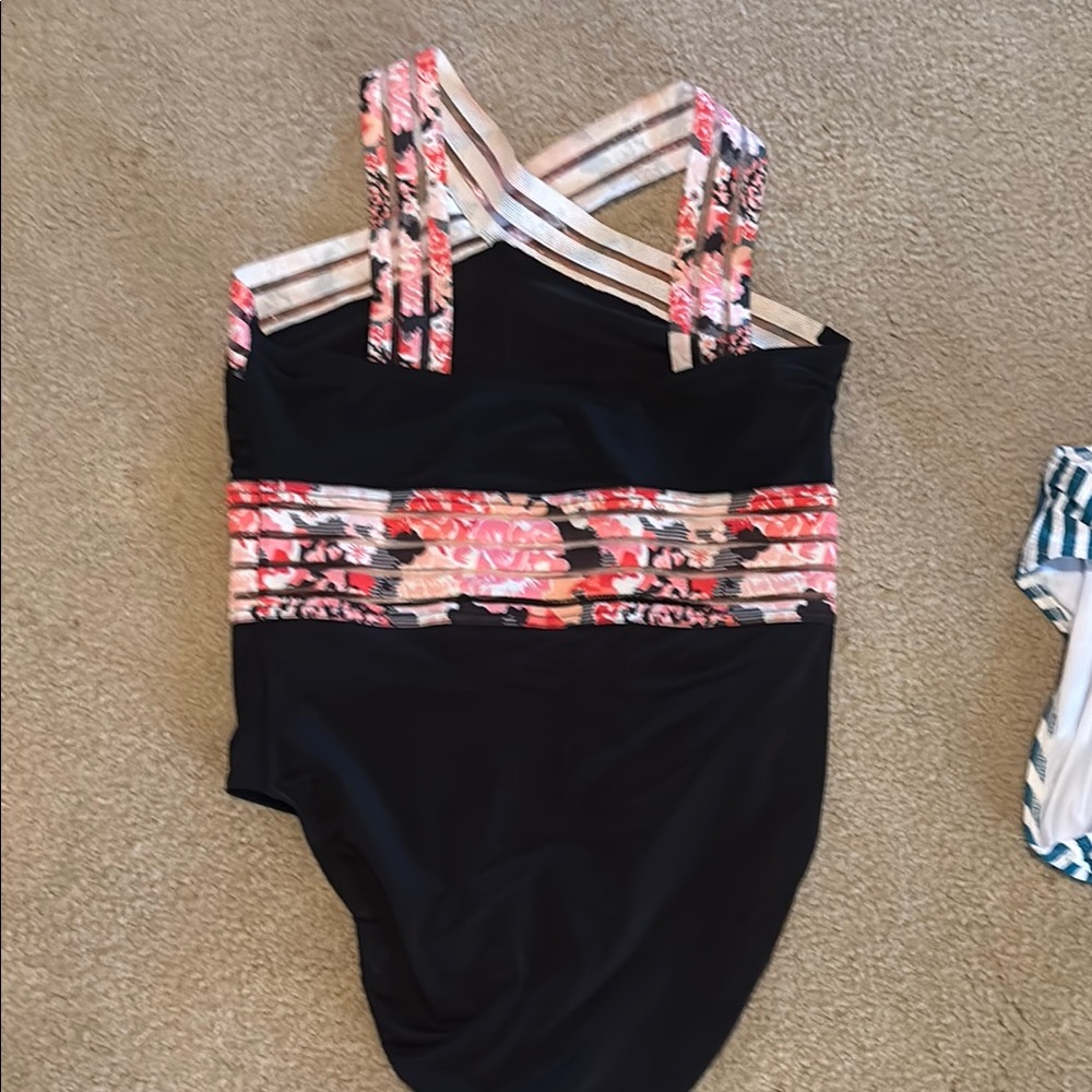 Floral Black One-Piece Swimsuit - Picture 2 of 4